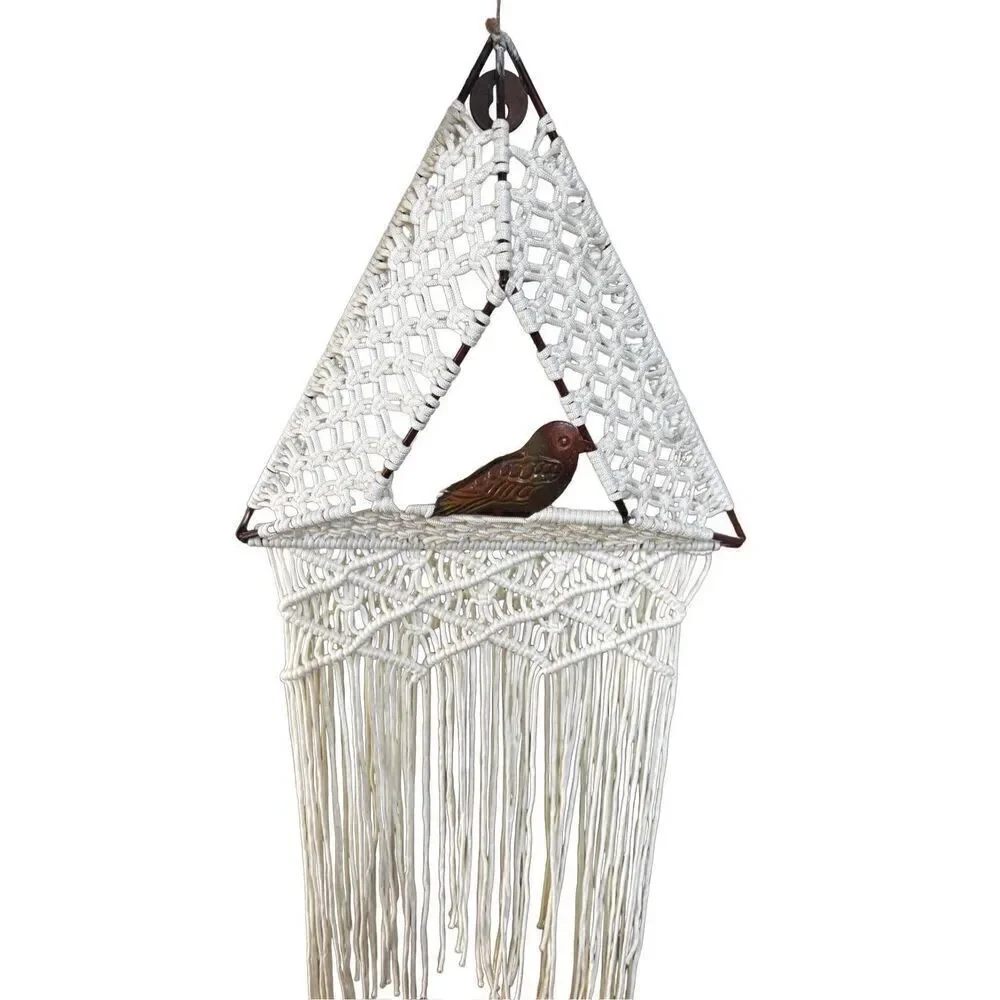 Macramé triangler bird hanging wall decor